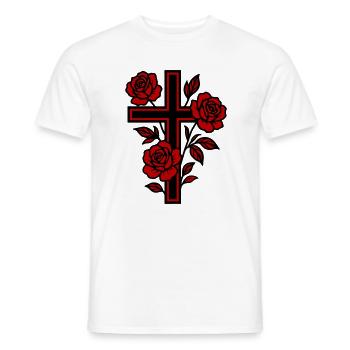 Fleurs à symbole de croix - T-shirt homme - blanc - Devant - AI Model Male 178 dark (178cm)