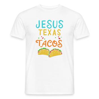 Jesus Texas and Tacos Funny Southern Graphic - Men's T-Shirt - white - Front - AI Model Male 178 dark (178cm)