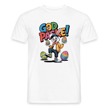 Easter bunny with colorful eggs - Men's T-Shirt - white - Front - AI Model Male 178 dark (178cm)