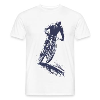 Mountain bike silhouette in jump - Men's T-Shirt - white - Front - AI Model Male 178 dark (178cm)