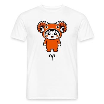 Signe du zodiaque Bélier dans le style kawaii - T-shirt homme - blanc - Devant - AI Model Male 178 dark (178cm)