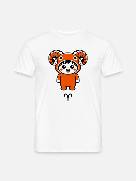 Sternzeichen Widder im Kawaii Style - Männer T-Shirt - Weiß