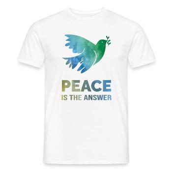 La paix est la réponse – Aquarelle colombe de la paix - T-shirt homme - blanc - Devant - AI Model Male 178 dark (178cm)