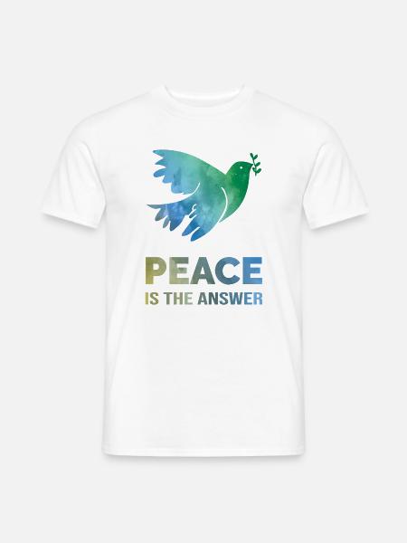 Peace Is The Answer – Aquarell Friedenstaube - Männer T-Shirt - Weiß