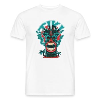 Masque tiki fumeux. - T-shirt homme - blanc - Devant - AI Model Male 178 dark (178cm)