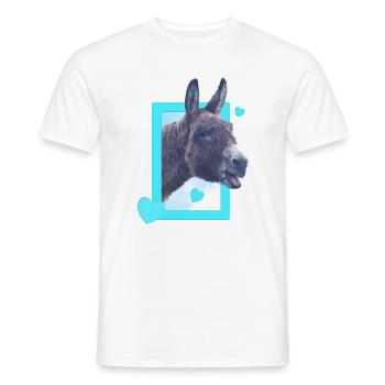 cute donkey at the window blue hearts - Men's T-Shirt - white - Front - AI Model Male 178 dark (178cm)