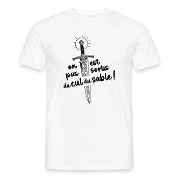On est pas sortis du cul du sable ! - T-shirt homme - blanc - Devant - AI Model Male 178 dark (178cm)