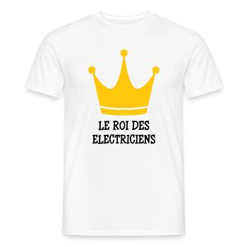 Le Roi des Électriciens : Maître de la Tension - T-shirt homme - blanc - Devant - AI Model Male 178 dark (178cm)