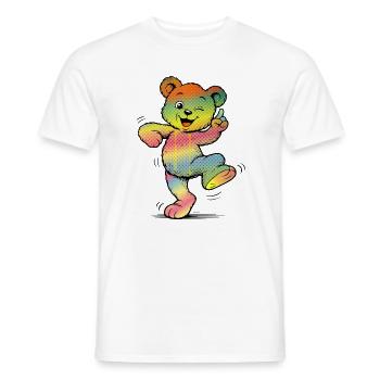 Colorful Cartoon Bear Rainbow Neon Style - Men's T-Shirt - white - Front - AI Model Male 178 dark (178cm)
