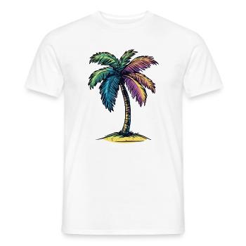 Palm Tree Island Symbol Colorful - Men's T-Shirt - white - Front - AI Model Male 178 dark (178cm)