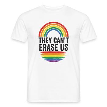 Pride Month LGBTQ - They Can't Erase Us - Men's T-Shirt - white - Front - AI Model Male 178 dark (178cm)