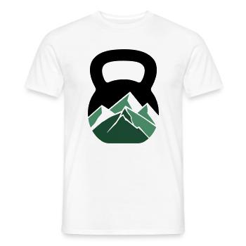 Mountain Kettlebell – Outdoor Fitness - Lift Mountains - Men's T-Shirt - white - Front - AI Model Male 178 dark (178cm)