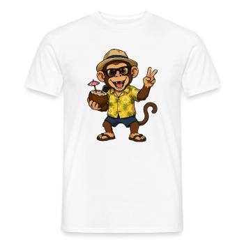 Tropical Monkey Party - Ambiances Hawaii - T-shirt homme - blanc - Devant - AI Model Male 178 dark (178cm)