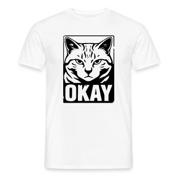 Okay Cat Annoyed Black White Design - Men's T-Shirt - white - Front - AI Model Male 178 dark (178cm)