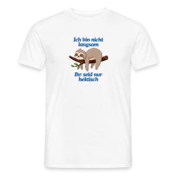 Lustiges Faultier T-Shirt | Langsam & Humor - Männer T-Shirt - Weiß - Vorne - AI Model Male 178 dark (178cm)