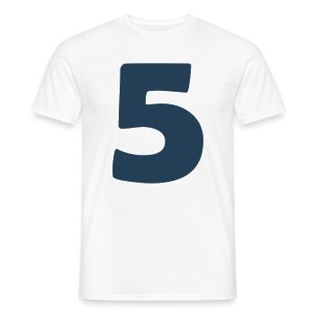 5_zahl- - Männer T-Shirt - Weiß - Vorne - AI Model Male 178 dark (178cm)