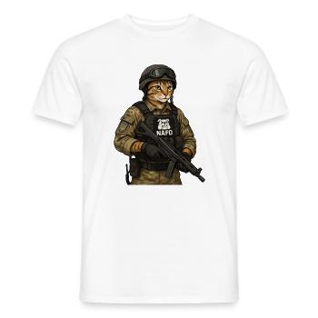 Ukraine-Katze mit NAFO-Patch - Männer T-Shirt - Weiß - Vorne - AI Model Male 178 dark (178cm)