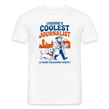 Lucerne's reporter dachshund - Men's T-Shirt - white - Front - AI Model Male 178 dark (178cm)