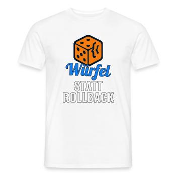 Würfel statt Rollback – Release-Shirt für Devs - Männer T-Shirt - Weiß - Vorne - AI Model Male 178 dark (178cm)