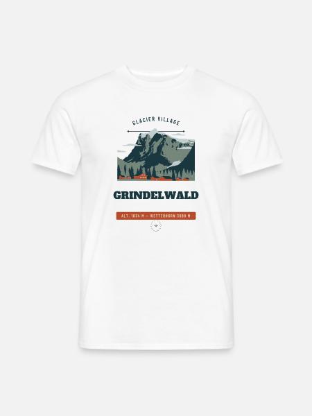Reiseabzeichen des Gletscherdorfes Grindelwald - Männer T-Shirt - Weiß