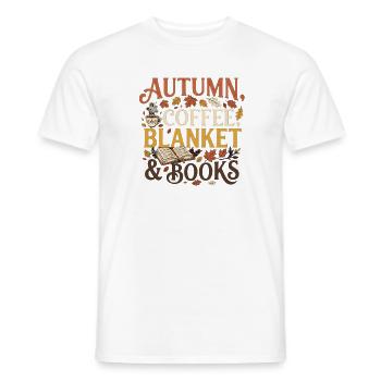 Herbst Vibes – Autumn, Coffee, Blanket & Books Pre - Männer T-Shirt - Weiß - Vorne - AI Model Male 178 dark (178cm)