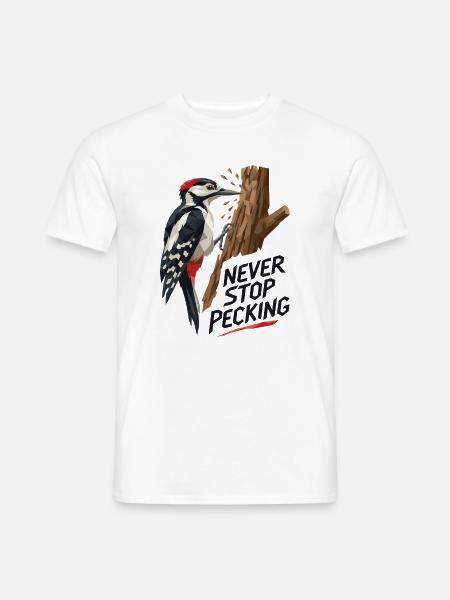 Never Stop Picking – Schwarzer Text - Männer T-Shirt - Weiß