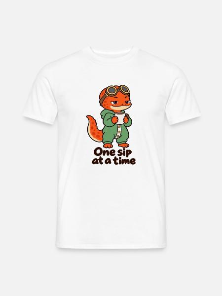 Kaffeesalamander – Ein Schluck nach dem anderen - Männer T-Shirt - Weiß