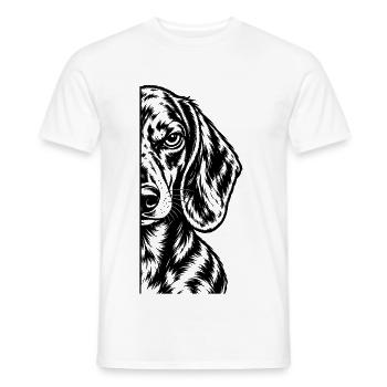 Halber Dackel – Minimalistisches Hundeporträt - Männer T-Shirt - Weiß - Vorne - AI Model Male 178 dark (178cm)