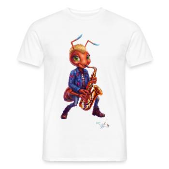 Jazz Ameise MALÚ | Niedliches Saxophon Geschenk - Männer T-Shirt - Weiß - Vorne - AI Model Male 178 dark (178cm)