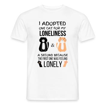 I adopted one cat for loneliness, a second because - Men's T-Shirt - white - Front - AI Model Male 178 dark (178cm)