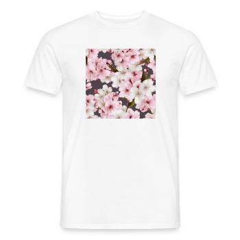 Motif réaliste de fleurs de cerisier blanc rose - T-shirt homme - blanc - Devant - AI Model Male 178 dark (178cm)