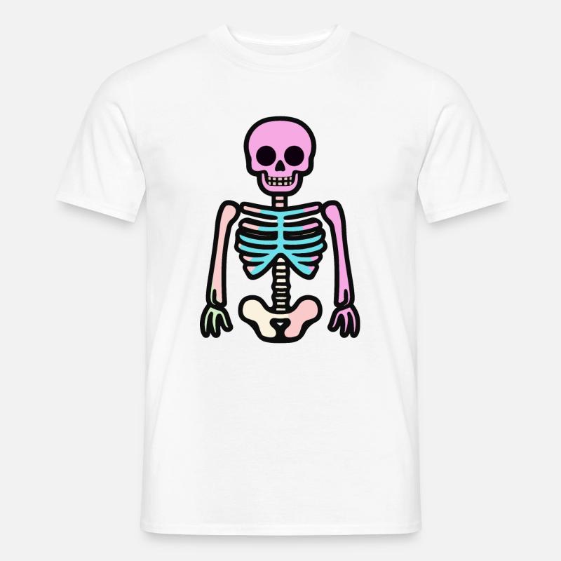 Skelett Halloween Comic - Männer T-Shirt - Weiß