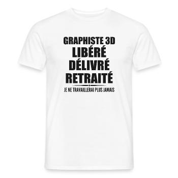 Graphiste 3D célèbre sa retraite avec humour cadea - T-shirt homme - blanc - Devant - AI Model Male 178 dark (178cm)