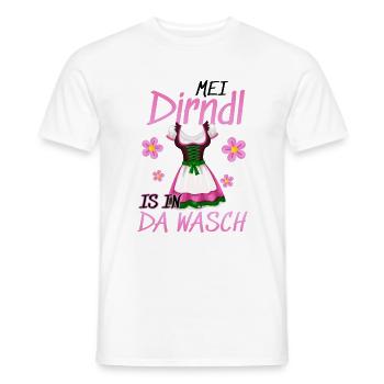 Dirndl Tracht | Mei Dirndl is in da - Männer T-Shirt - Weiß - Vorne - AI Model Male 178 dark (178cm)