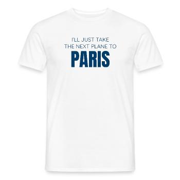 Next plane to paris, geschenk, urlaub,blue T-Shirt - Männer T-Shirt - Weiß - Vorne - AI Model Male 178 dark (178cm)
