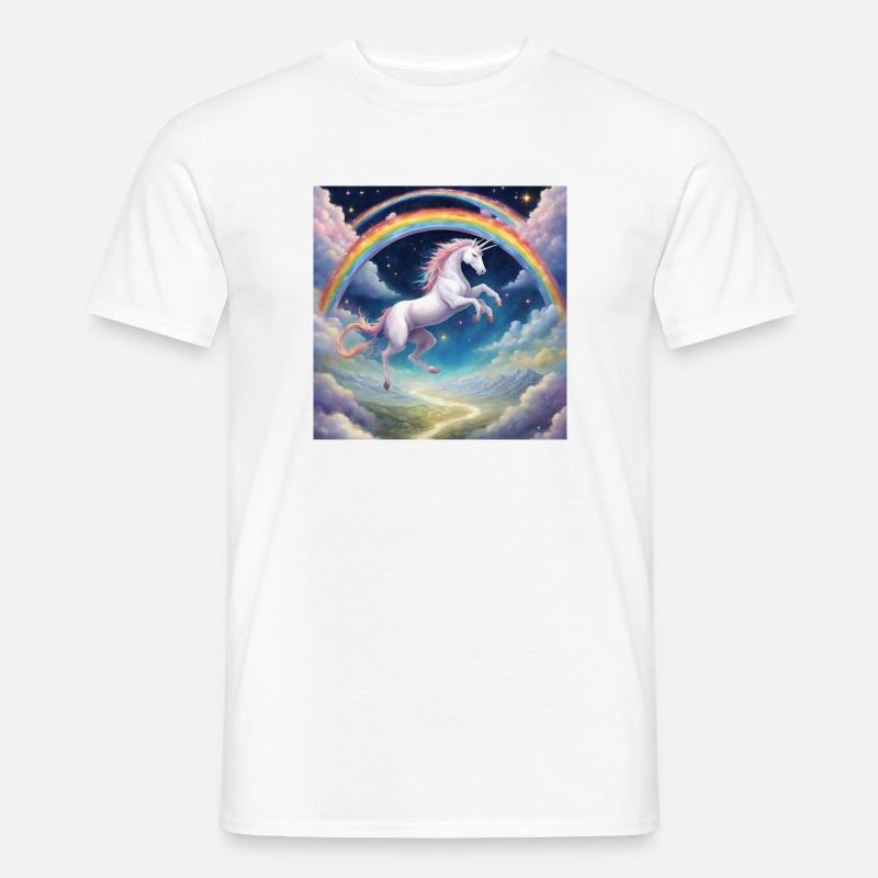 Regenbogen Einhorn - Männer T-Shirt - Weiß