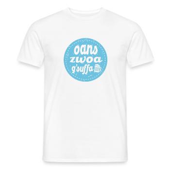 Oans zwoa gsuffa! - Men's T-Shirt - white - Front - AI Model Male 178 dark (178cm)