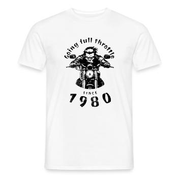 44. Anniversaire : Plein régime depuis 1980 - T-shirt homme - blanc - Devant - AI Model Male 178 dark (178cm)