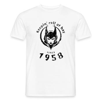 66. Birthday Keepin evil at bay since 1958 - Men's T-Shirt - white - Front - AI Model Male 178 dark (178cm)