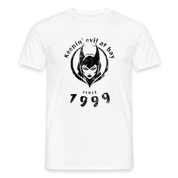 25. Anniversaire : Garder le mal à distance depuis 1999 - T-shirt homme - blanc - Devant - AI Model Male 178 dark (178cm)