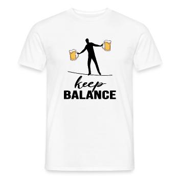 la slackline et la bière maintiennent l’équilibre - T-shirt homme - blanc - Devant - AI Model Male 178 dark (178cm)