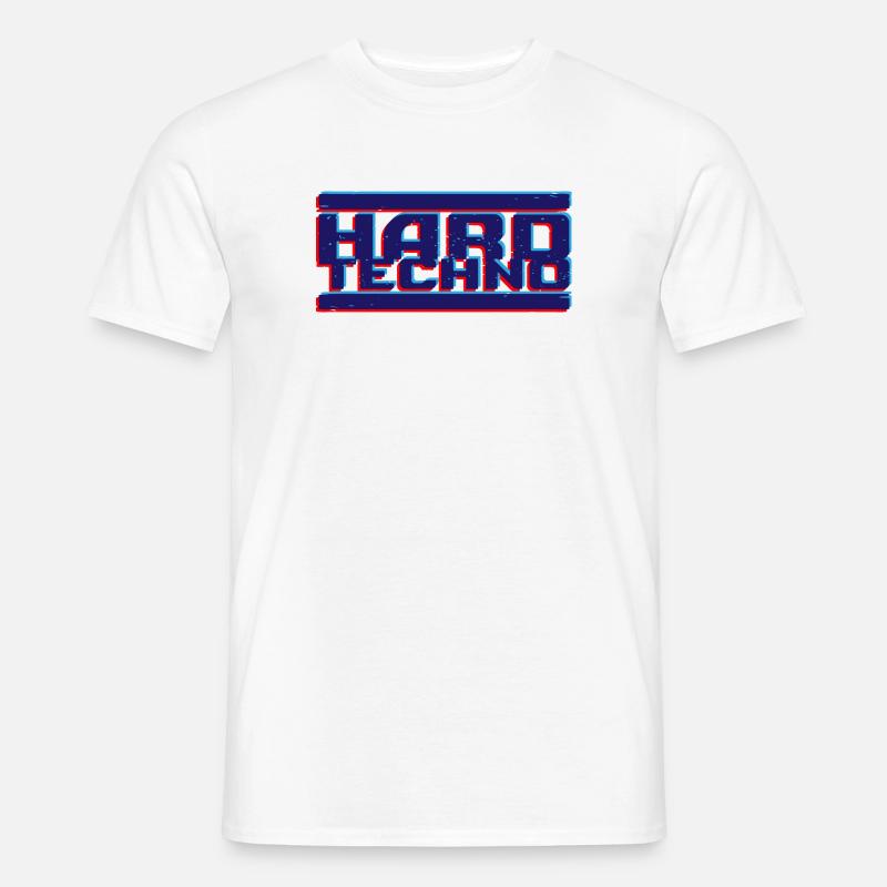 Hard Techno Blue Glitch Hard Dark Acid Techno - Männer T-Shirt - Weiß