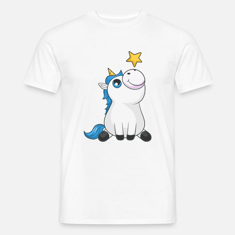 Süßes Comic Einhorn - Männer T-Shirt - Weiß