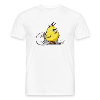 funny evil chick eggshell bird beep - Men's T-Shirt - white - Front - AI Model Male 178 dark (178cm)