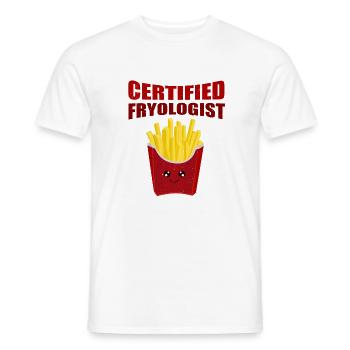 Certified Fryologist | Pommes Frittes Geschenkidee - Männer T-Shirt - Weiß - Vorne - AI Model Male 178 dark (178cm)