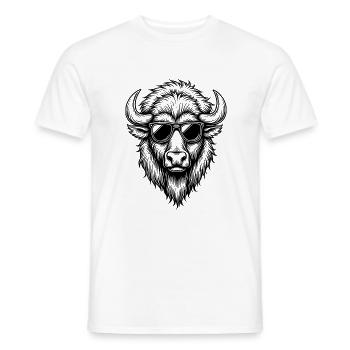 Buffle cool avec des lunettes de soleil – Stylish Animal - T-shirt homme - blanc - Devant - AI Model Male 178 dark (178cm)