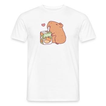 Cute Capybara Loves Orange Juice - Men's T-Shirt - white - Front - AI Model Male 178 dark (178cm)