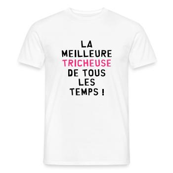 Tricheur / Tricheuse / Humour / Gaming / Ecole - T-shirt homme - blanc - Devant - AI Model Male 178 dark (178cm)