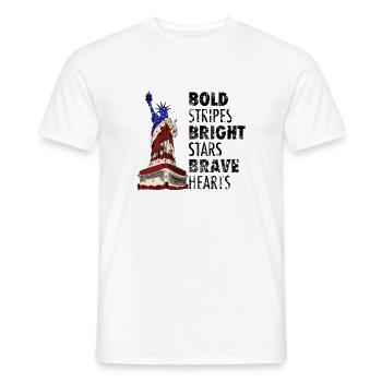 Bold Stripes Bright Stars Brave Hearts - Men's T-Shirt - white - Front - AI Model Male 178 dark (178cm)