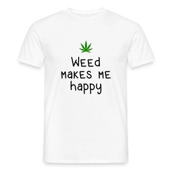 l’herbe me rend heureux cannabis marijuana - T-shirt homme - blanc - Devant - AI Model Male 178 dark (178cm)